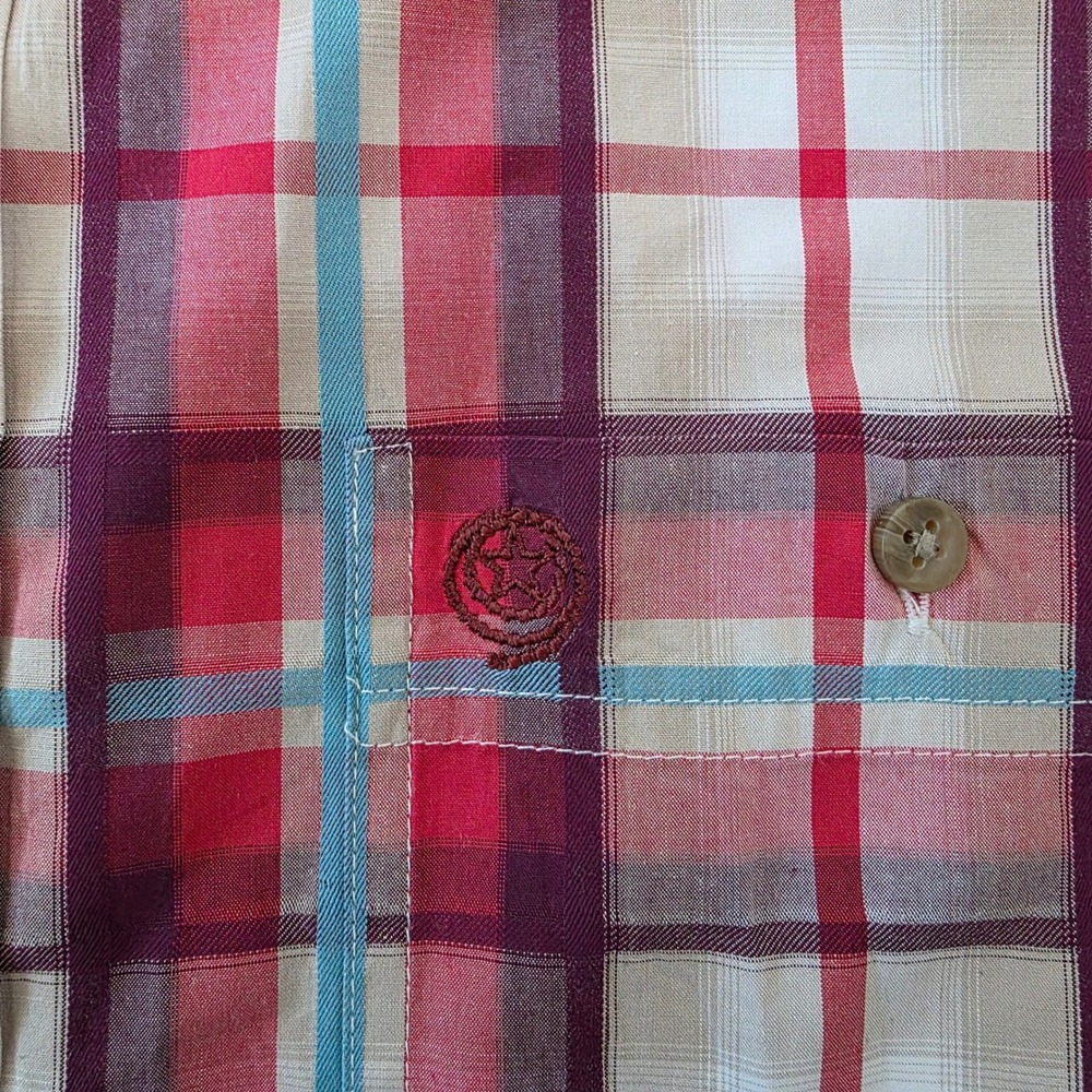 Wrangler George Strait Cowboy Cut Western Large Plaid Long Sleeve Shirt Men - Picture 3 of 9